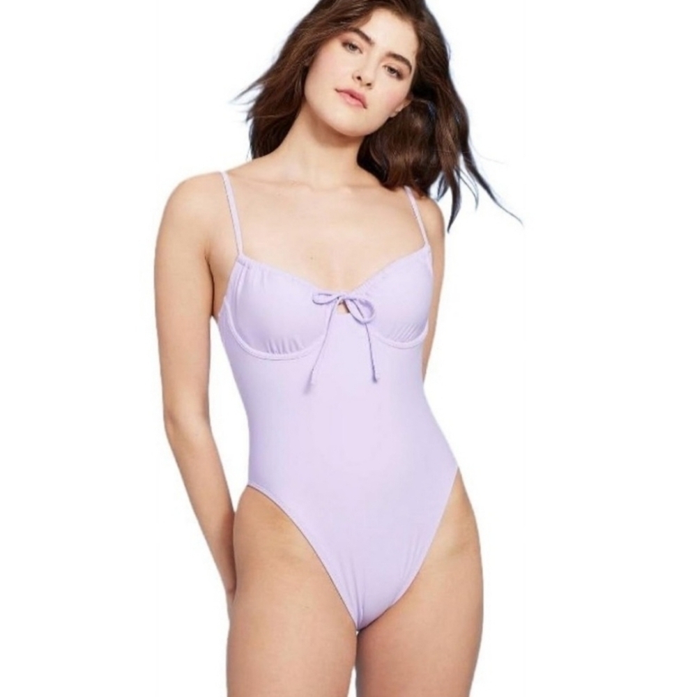 Wild Fable Swimsuit Women's Size M Lilac Purple Underwire Cheeky One Piece NWT